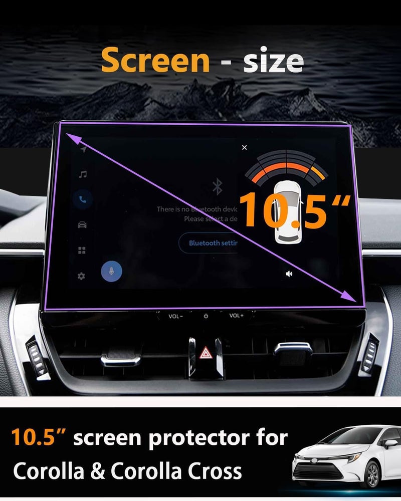 VIAROOM Screen Protector For Toyota Corolla 2025 2026 & 2026 Corolla Cross,Tempered Glass Protective Film For Corolla XSE/FX/SE,Hybrid (SE/XLE) Accessories- 10.5 inch - Image 2
